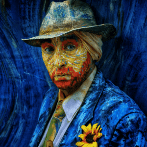 Van Gogh-style self-portrait of Joël Lesdema in bold expressive colors