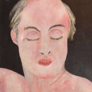 Portrait of a bald man with closed eyes on dark background by Joël Lesdema