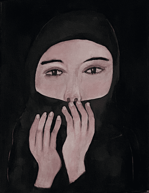 Veiled woman painting by Joël Lesdema